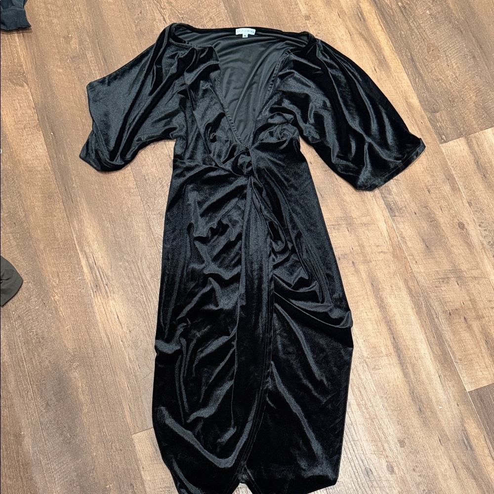 Baltic Born Black Velvet Midi Dress